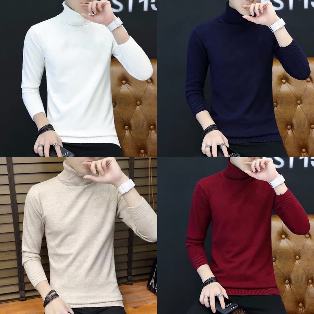 Hot ไหมพรมผู้ชายคอเต่ารุ่นขายดี เนื้อผ้าหนานุ่ม ใส่สบายทรงเกาหลี รูปที่ 1