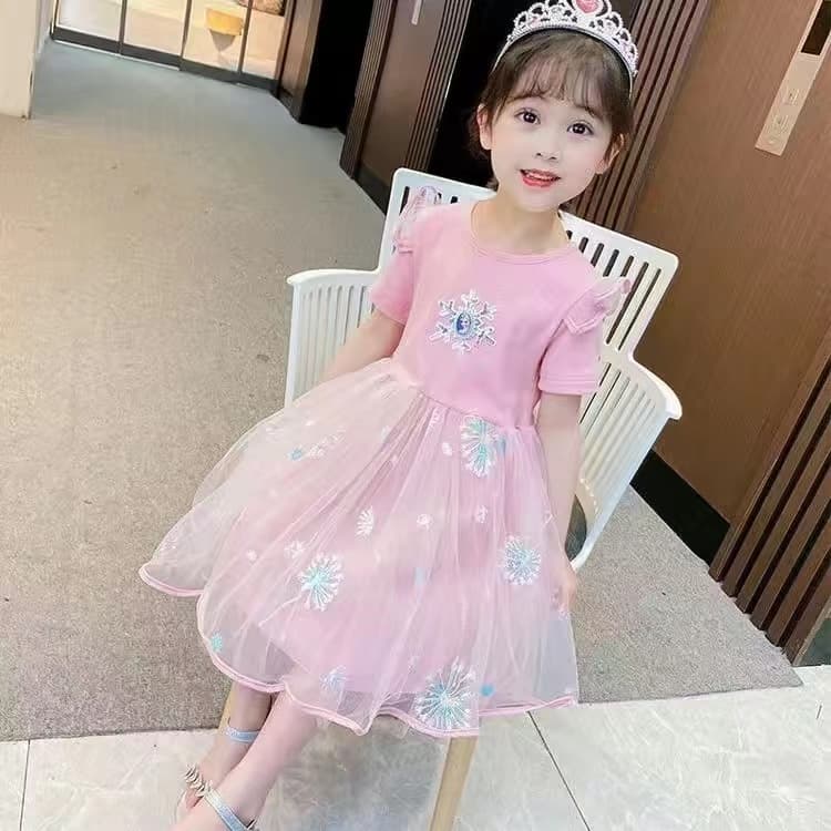 ชุดเดรสกระโปรง ผ้าฝ้าย ปักเลื่อม ลายเจ้าหญิงเอลซ่า แอนนา สําหรับเด็กผู้หญิง รูปที่ 7