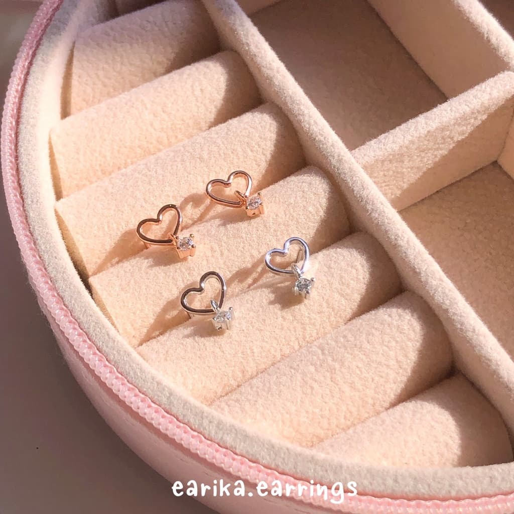 earika.earrings - my sweet soul ต่างหูห้อยหัวใจก้านเงินแท้ชุบทองคำขาว ผิวแพ้ง่ายใส่ได้ รูปที่ 2