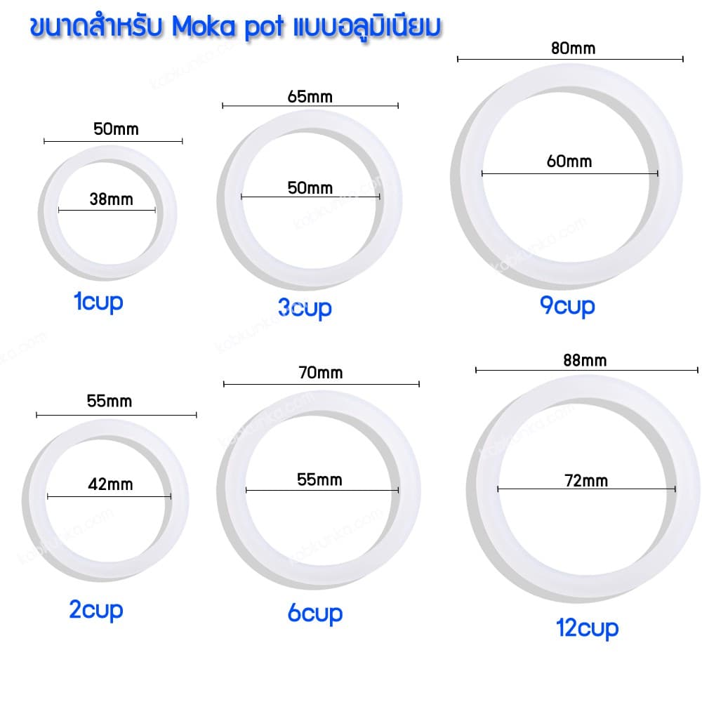 มี10ขนาด ซีลยาง ทนความร้อนเกรดอาหาร สำหรับถ้วยต้มกาแฟอลูมิเนียมและสแตนเลส moka pot อะไหล่ ยางซิลิโคน รูปที่ 3