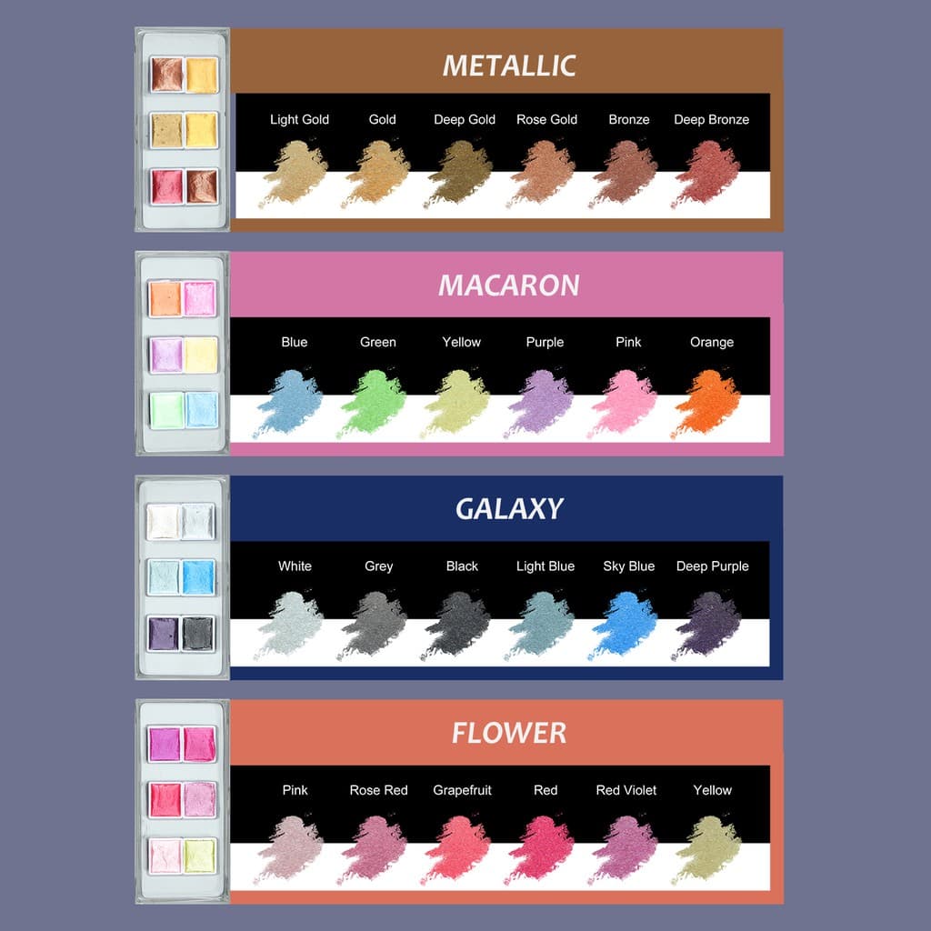 SeamiArt New ชุดสีน้ำเมทัลลิก แบบพกพา 6 / 12 สี สําหรับตกแต่งเล็บ รูปที่ 4
