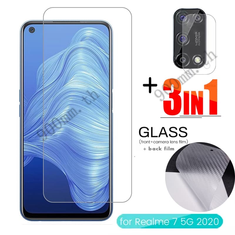 3-in-1 ฟิล์มกระจก Realme 7 5G กระจกนิรภัย Realme C17 C12 C15 C11 C3 Realme 7 7i 6i 6 Pro 5G ป้องกันหน้าจอ ฟิล์มกระจกกันเลนส์กล้อง & ฟิล์มหลัง รูปที่ 1