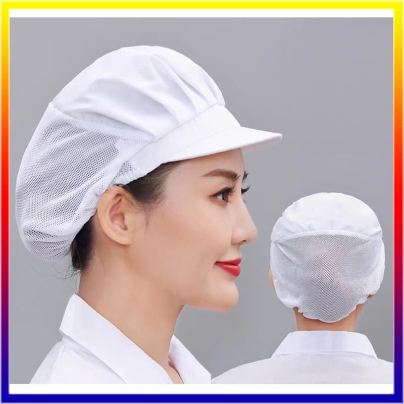 หมวกคลุมผม สำหรับทำอาหาร งานโรงงาน งานผลิต หมวกเชฟ ผ้าตาข่าย หลากสี สําหรับร้าน อาหาร มีขอบ รูปที่ 5