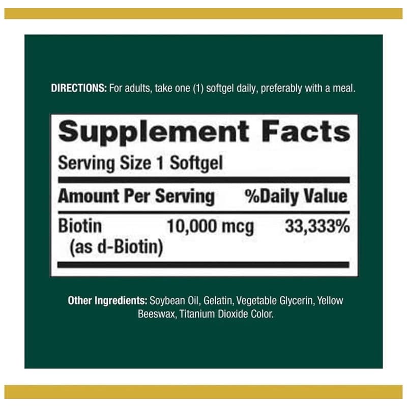 Nature's Bounty Biotin 10,000 mcg 120Softgels บำรุงสุขภาพผม ผิวหนัง และเล็บ* รูปที่ 5