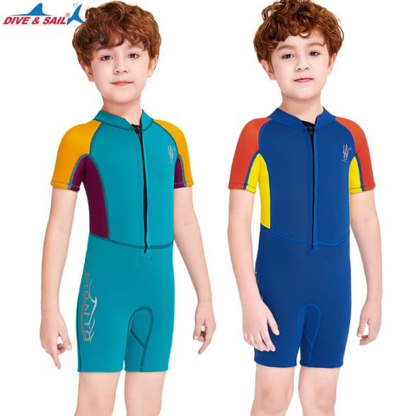 ชุดว่ายน้ำเด็ก ผู้ชาย เก็บอุณหภูมิ Swimsuite กันหนาวกันแดด 2.5mmMMLanLaส่งในไทย รูปที่ 2