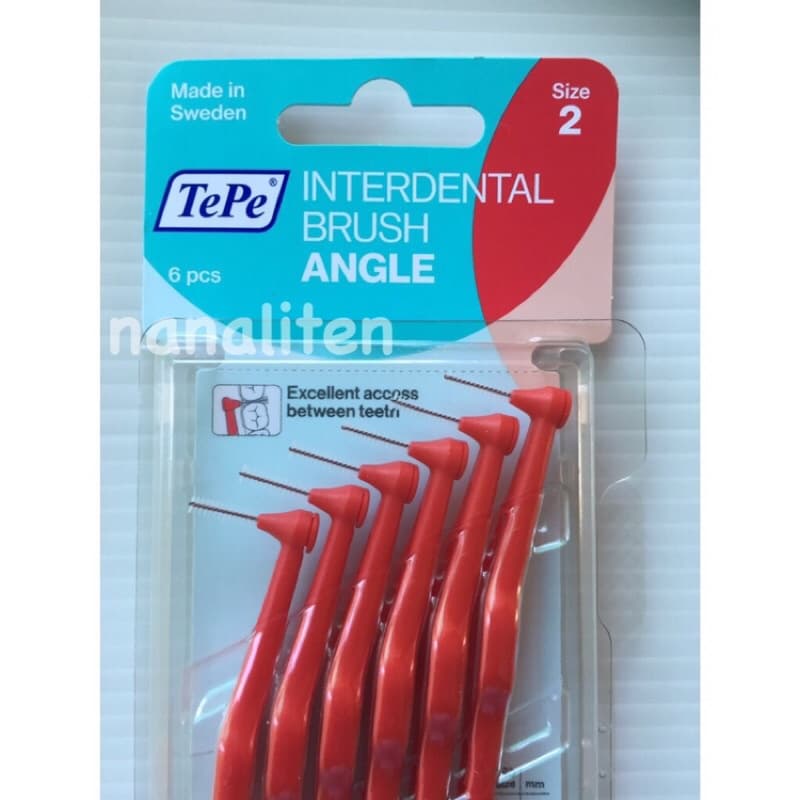 แปรงซอกฟัน เทเป้ Tepe Interdental Brush Angle แบบมีด้าม แปรงซอกดัดฟันขนาด0.4-0.8มมแพคละ6อันจากสวีเดน รูปที่ 4