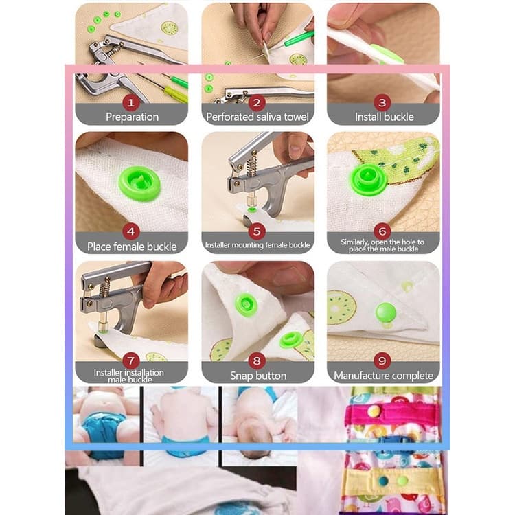 ชุดคีมติดกระดุมแป๊ก สำหรับงานฝีมือ DIY เครื่องมือตอกกระดุม รูปที่ 4