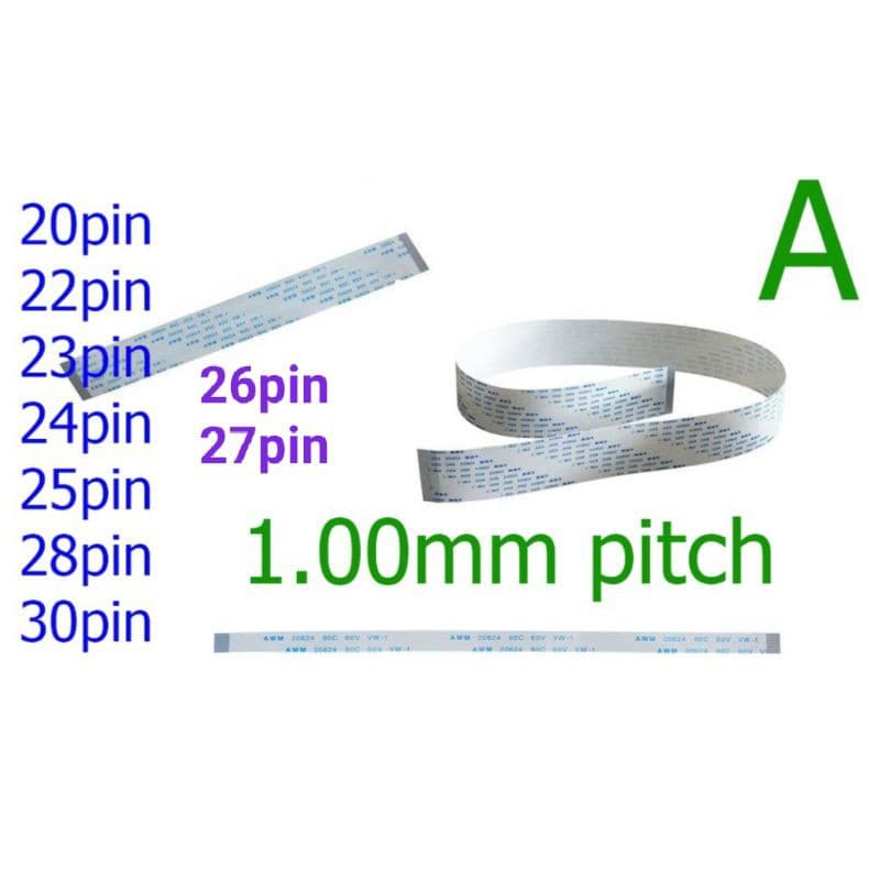สายแพ 20 22 23 24 25 26 27 28 30 pin 1.00mm pitch ffc cable AWM 20624 80C 60V ชนิด A รูปที่ 2
