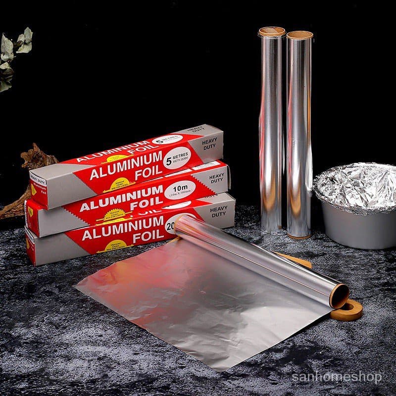 พร้อมจัดส่งฟอยล์อะลูมิเนียม ฟอยล์ห่ออาหาร 5M 10M สีเงิน Bake and barbecue tin foil H-A-9 รูปที่ 2