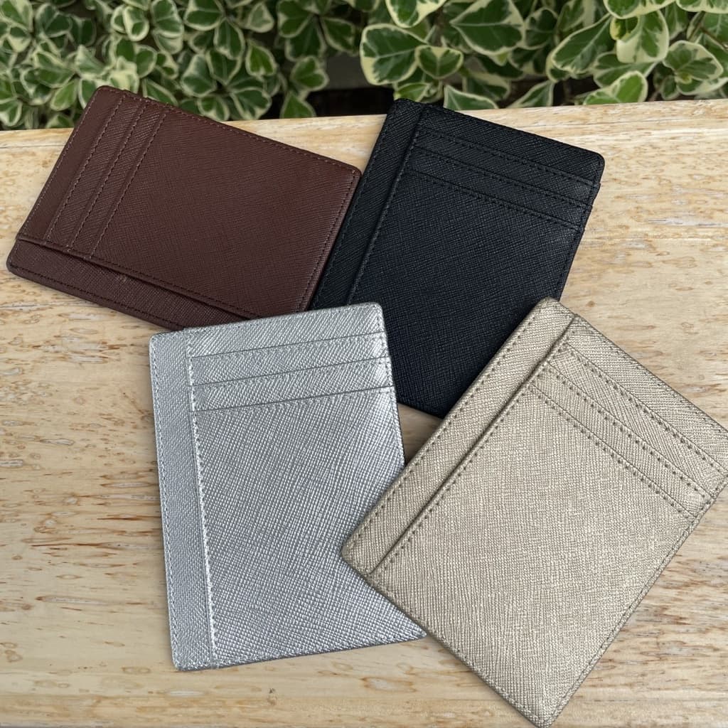 card holder หนังวัวแท้คุณภาพดี ซองหนัง กระเป๋าบัตร ซองบัตร Card Holder Mini Wallet Saffiano S5-58 รูปที่ 5