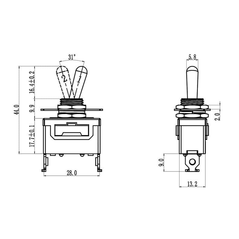 1 ชิ้น สวิตช์โยก สีทอง SUCN-1021 2 ทาง on-off 15A 250V/ สวิตซ์ mts - 102 spdt 6A 125VAC/3A 250VAC switch รูปที่ 6