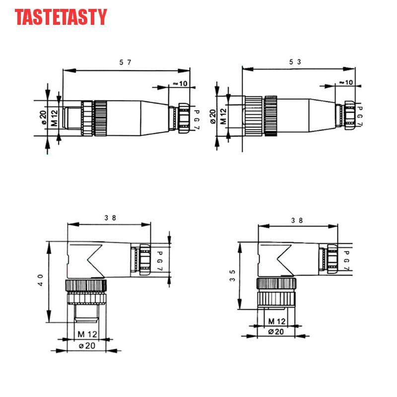 Tastetasty Sensor Connector M12 3 4 5 Pin ชายหญิงมุมขวา 1 ชิ้น รูปที่ 4