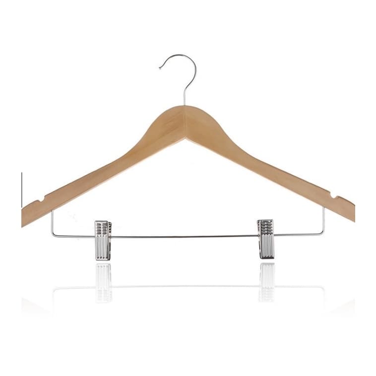 HappyThai ไม้แขวนเสื้อไม้ทึบพร้อมคลิปเหล็ก 45cm Y-08 รูปที่ 6