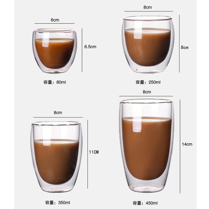 TIMECAFE แก้วสองชั้น double wall ขนาด 250-450 ml สวยงาม ทนทาน รูปที่ 7