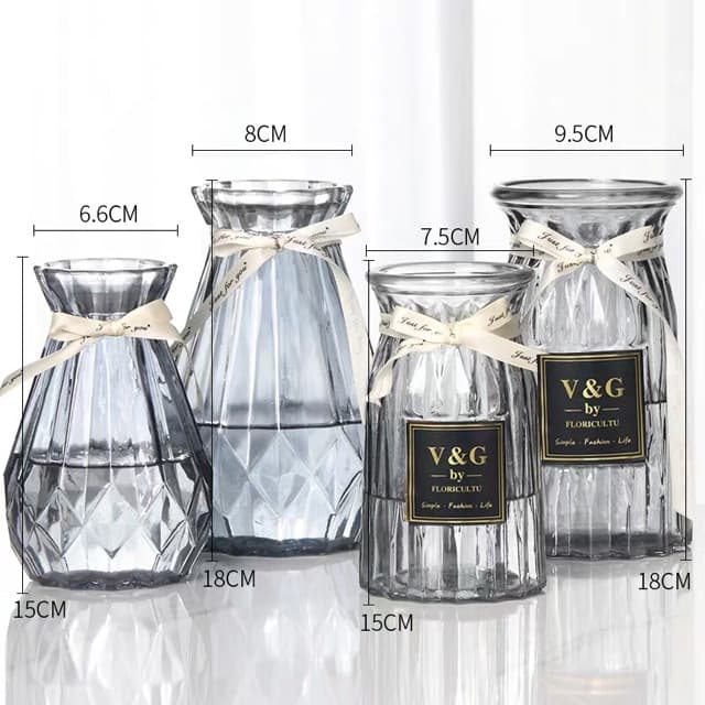 แจกันดอกไม้แก้ว vase โปร่งใสแจกันยุโรปห้องนั่งเล่นที่เรียบง่ายตกแต่ง แจกันทรงเพรช+โบว์สุดน่ารัก รูปที่ 5
