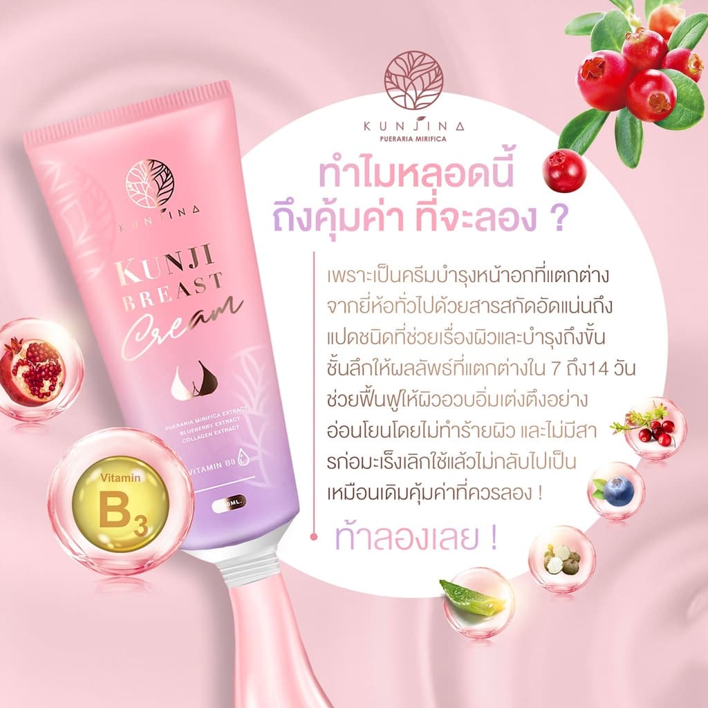+ปิดชื่อสินค้า กันจิเบสครีม ครีมเพิ่มขนาดหน้าอก อกอึ๋ม ช่วยอกเต่งตึง นวด รูปที่ 3