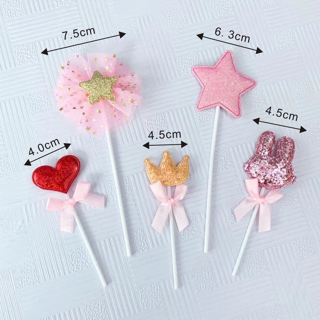 Topper ป้ายปักเค้กเซ็ทน้องกระต่าย ตกแต่งเค้ก แพ็ค 5 ชิ้น// สินค้า จากไทยนะคะ รูปที่ 4