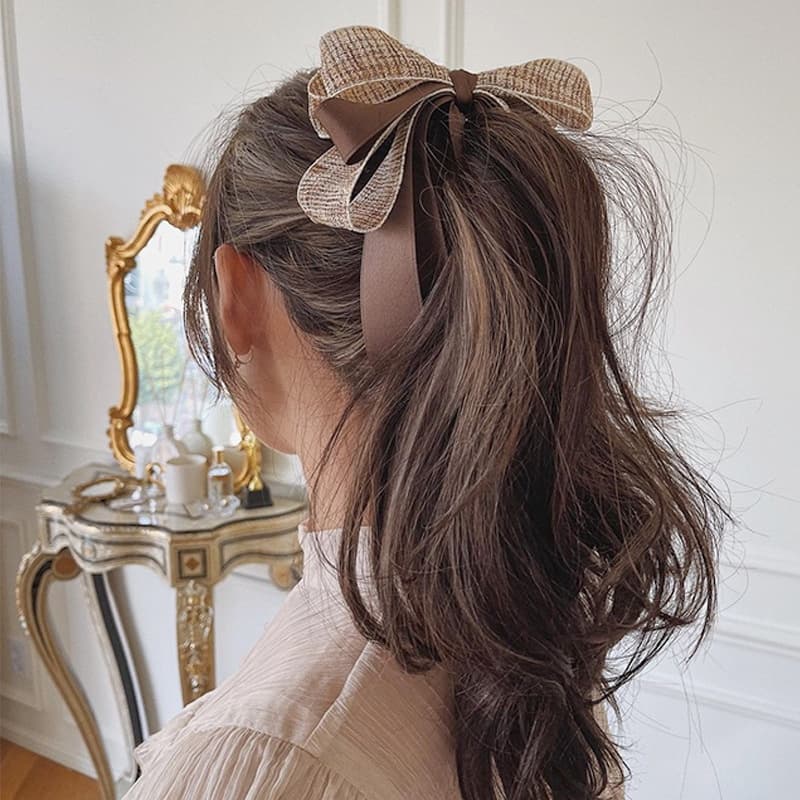 Bow banana clip กิ๊บกล้วย ผ้าทวิส ผ้าริ้บบิ้น ขนาด 11.5cm.การันตรีวัสดุดีมาก งานสวย เก็บผมหนาได้ เก็บผมได้แน่น กิ๊บติดผม รูปที่ 4