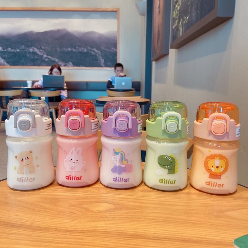 DILLER ขวดน้ําสําหรับเด็กขนาด 400 มล./550 มล. พร้อมหลอด Tritan ปราศจาก BPA ขวดดื่มสําหรับเล่นกีฬาและกิจกรรมกลางแจ้ง DB-007 รูปที่ 2