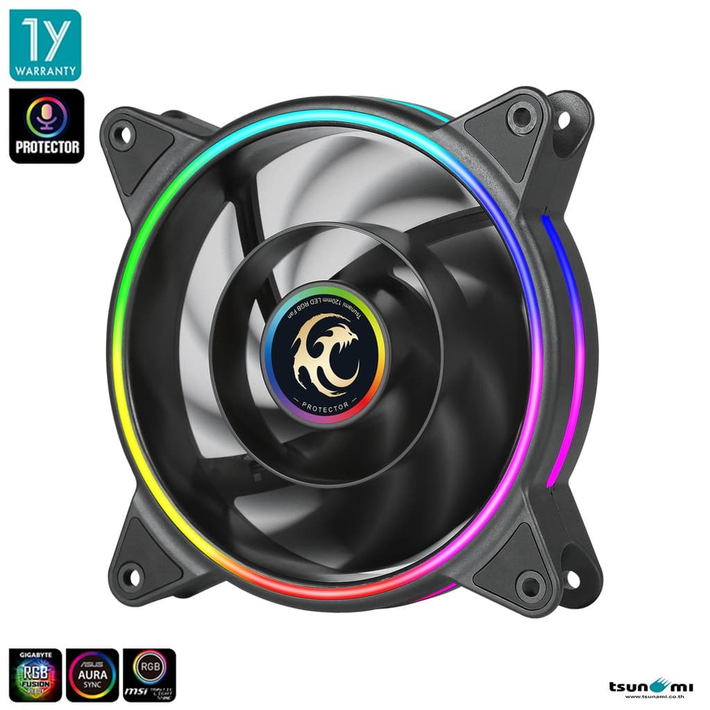 พัดลมระบายความร้อนTsunami Protector 1250 Cooling Fan *1 ARGB Ready 12CM รับประกันสินค้า 1 ปี รูปที่ 1