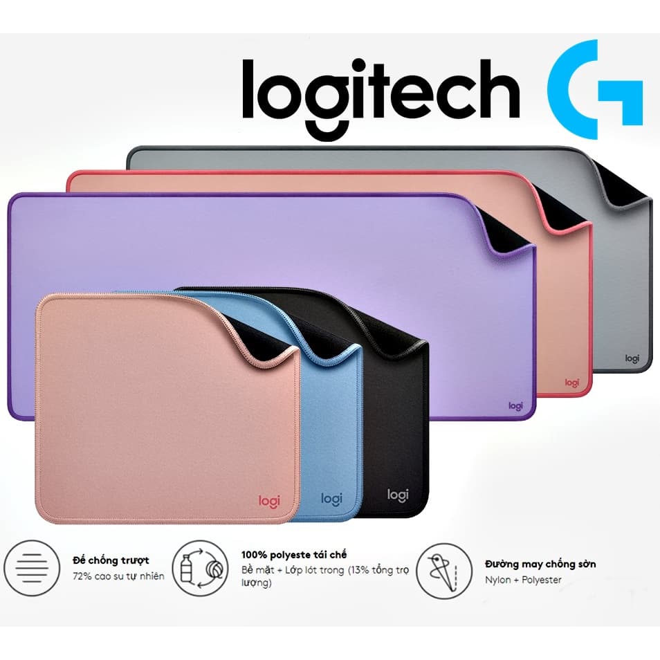 แผ่นรองเมาส์LOGITECH Desk Mat / Mouse Pad Studio Series สบายมือพร้อมฐานกันลื่นและดีไซน์กันน้ำหก หลากหลายสีสั รูปที่ 1
