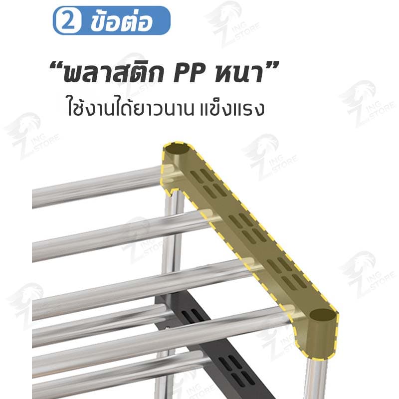 ชั้นวางรองเท้าแบบเหล็ก เหล็กชุบกันสนิม แบบมีหูหิ้ว 4/5/6/7ชั้น VLโครงเหล็กแข็งแรง รูปที่ 7