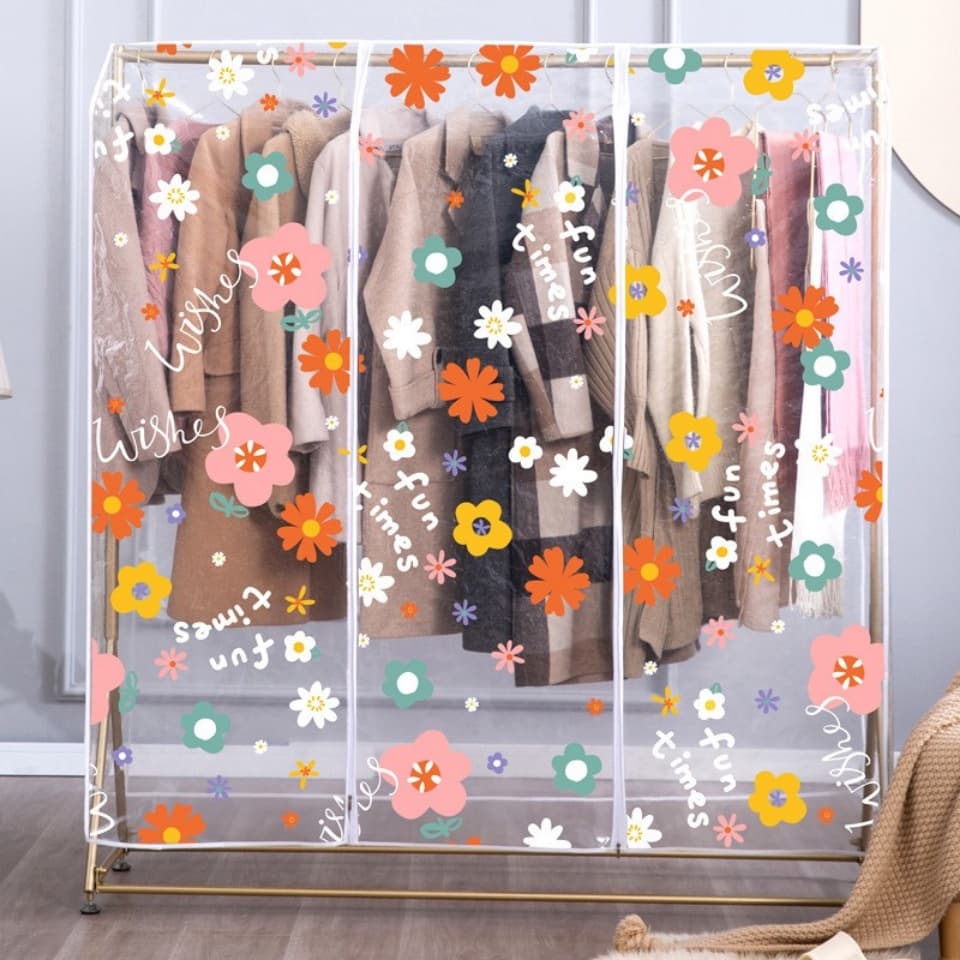 E2U0507ผ้าคลุมราวเสื้อ กันน้ำ กันฝุ่น แบบมีซิปเปิด-ปิด รูปที่ 2