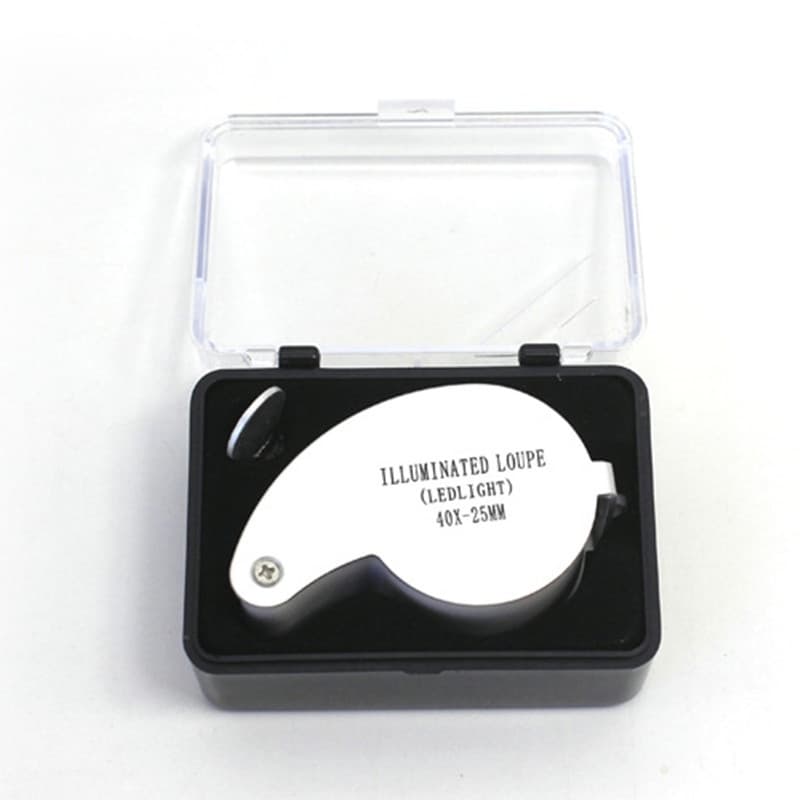 40X25 มิลลิเมตรแก้ว Jeweler แว่นขยายแว่นขยายเครื่องประดับแว่นตา Loupe ในตัวไฟ LED รูปที่ 2