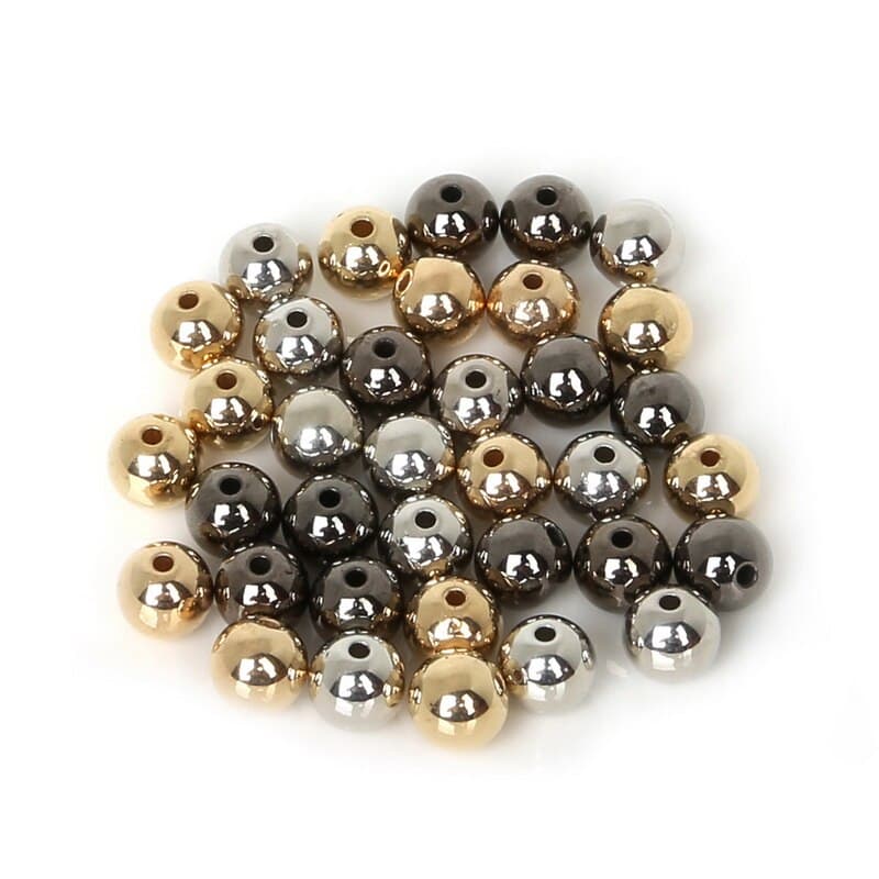 4 6 8 10 12 มม . 30-300 ชิ้น Gold / Gun - Metal Plated Ccb Round Seed Spacer ลูกปัดสําหรับทําเครื่องประดับ Diy Bse009 รูปที่ 3