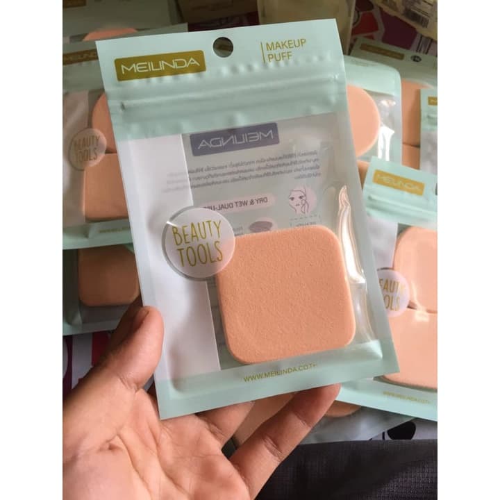 MEILINDA Dual Soft Powder Puff พัฟแต่งหน้า รุ่น แพ็คเดียว หรือคู่ เหลี่ยม กลม รูปที่ 5
