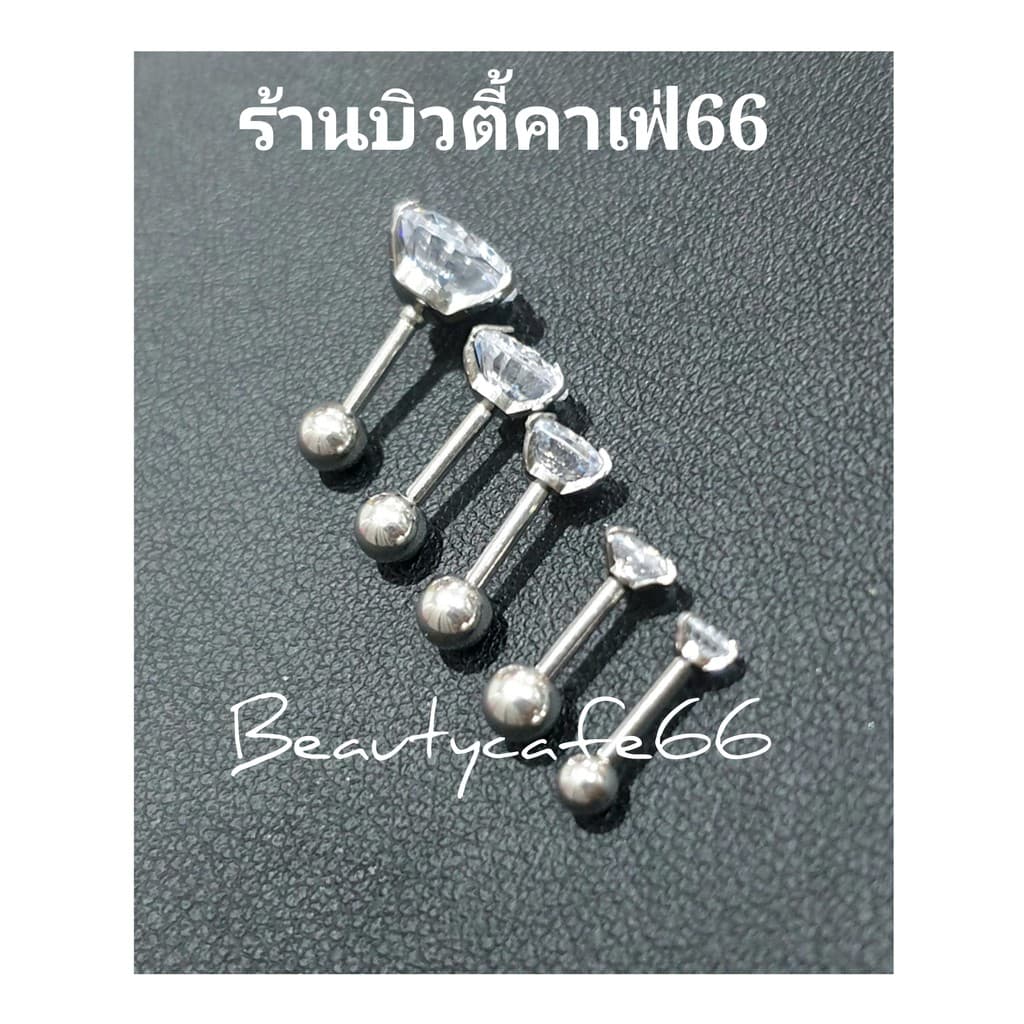 ส่งจากไทย เพชรเล่นไฟ จิวเพชร CZ ก้านเงิน0.8/1.2 mm. Stainless 316L ใส่อาบน้ำได้ จิวเพชรกลม รูปที่ 8