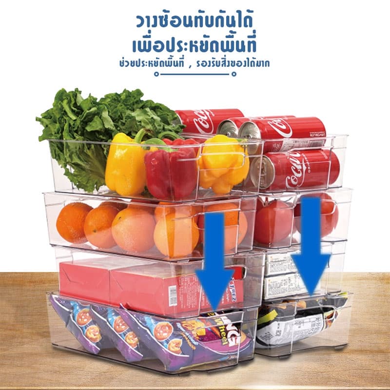 กล่องเก็บของในตู้เย็น กล่องถนอมอาหาร กล่องเก็บของในครัว วางซ้อนกันได้ กล่องพลาสติก ถาดเก็บของในตู้เย็น กล่ #B-061 รูปที่ 6