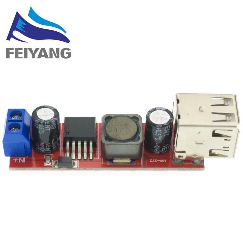 โมดูลแปลง DC 6V-40V เป็น 5V 3A ชาร์จ USB คู่ สําหรับยานพาหนะ LM2596 รูปที่ 3