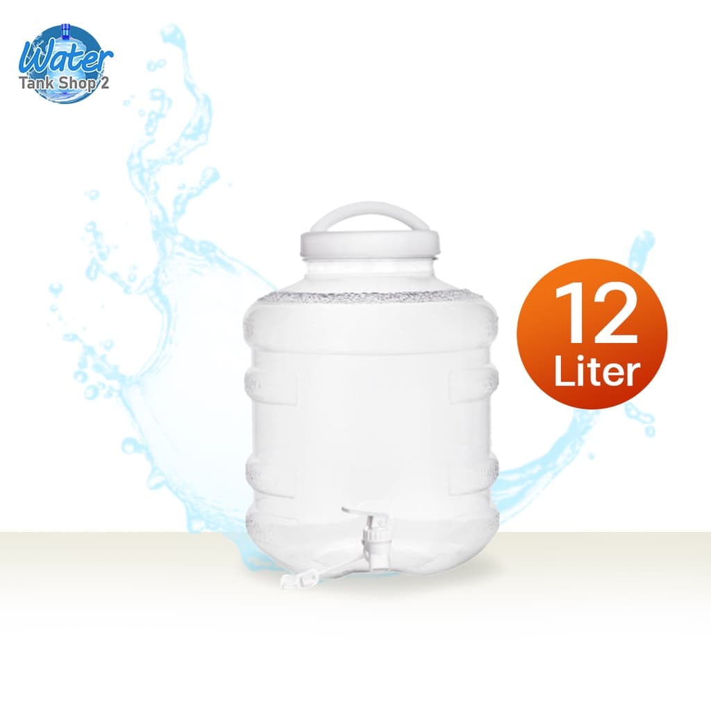 Watertank ถังน้ำดื่มพลาสติก PETเกรด A มีก๊อกพร้อมหูหิ้ว ขนาด 12 ลิตร สีใส X รูปที่ 1