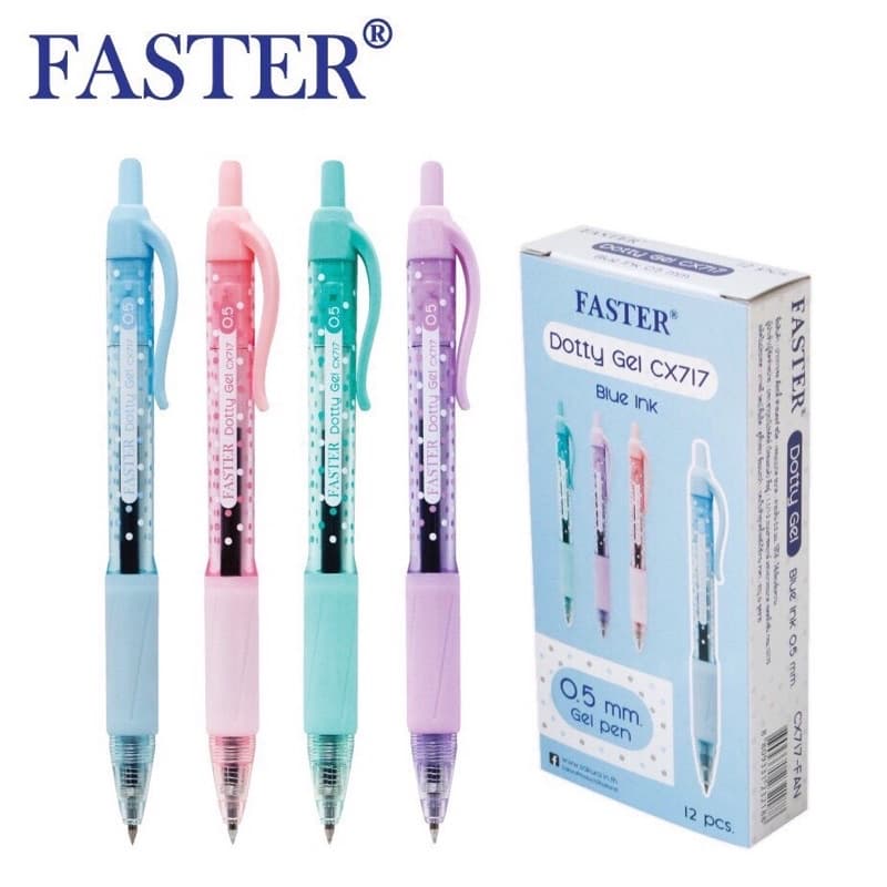 ปากกาเจล 0.5มม. Faster CX717 Dotty Gel หมึกเจลน้ำเงิน ปากกาเจลเกาหลี Made in Korea เจลคุณภาพสูง US.Station รูปที่ 7