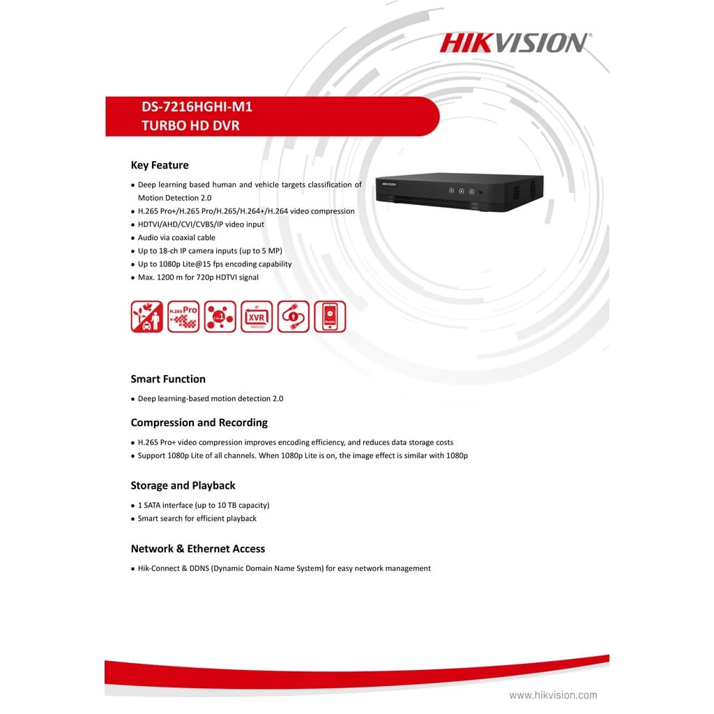 HIKVISION เครื่องบันทึกกล้องวงจรปิด DVR DS-7216HGHI-M1 16CH H.265+ BY BILLIONAIRE SECURETECH รูปที่ 3