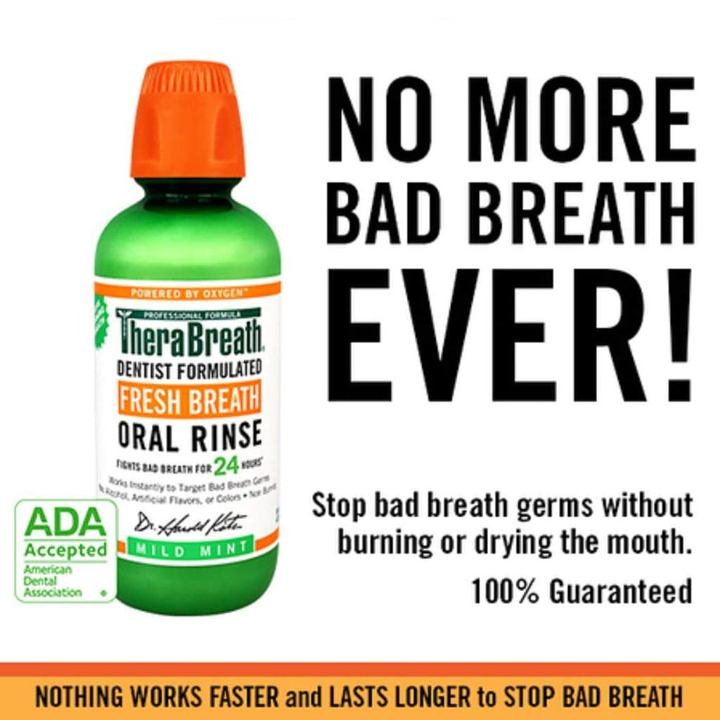 Packageอเมริกา TheraBreath น้ำยาบ้วนปาก สูตรปราศจากแอลกอฮอล์ 12-Hour Fresh Breath Oral Rinse, Mild Mint, 16.0 fl oz รูปที่ 2