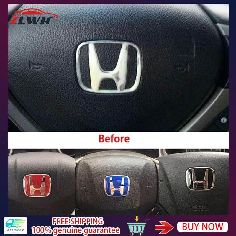 ปลอกหุ้มพวงมาลัยรถยนต์ สติ๊กเกอร์โลโก้ Honda Civic Accord CRV HRV Fit Jazz City Odyssey Vezel สีแดง สําหรับติดพวงมาลัย รูปที่ 1