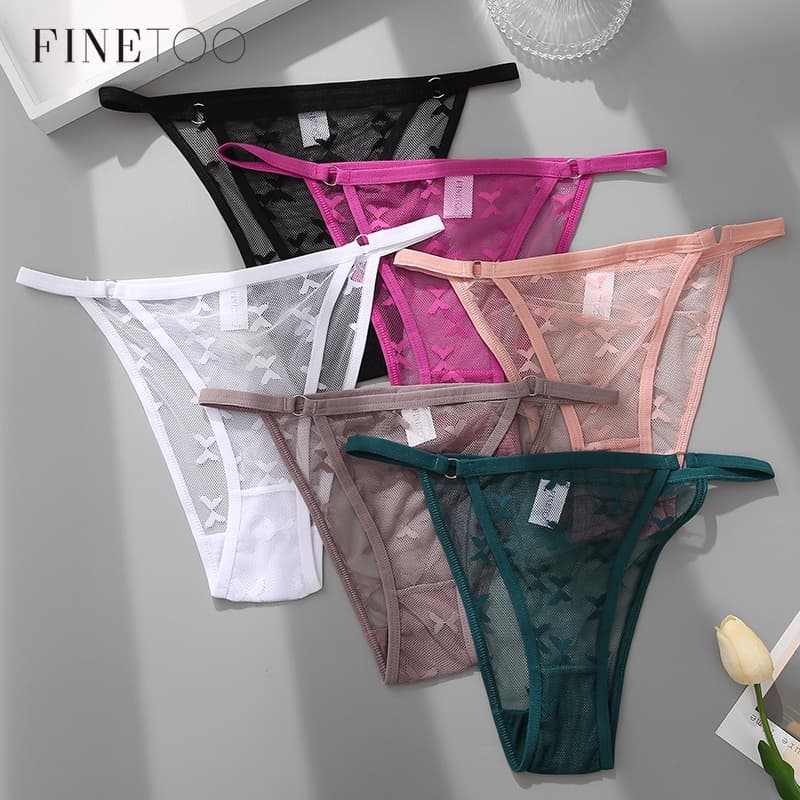 Finetoo กางเกงชั้นใน ผ้าตาข่าย ลูกไม้ ลายดอกไม้ เซ็กซี่ สําหรับผู้หญิง S-XL รูปที่ 3