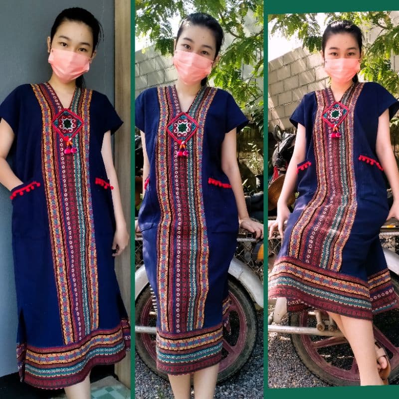 ชุดพื้นเมือง เดรสพื้นเมือง สาวอวบ ไซส์ใหญ่ถึง50"ราคา150฿150฿ รูปที่ 9