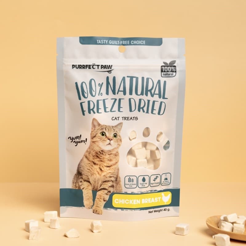 Purrfect Paw อกไก่ฟรีซดราย 100% ขนมแมวฟรีซดราย ดีต่อสุขภาพ บำรุงขน ขนมแมวไม่เค็ม Freeze dried แมว รูปที่ 4