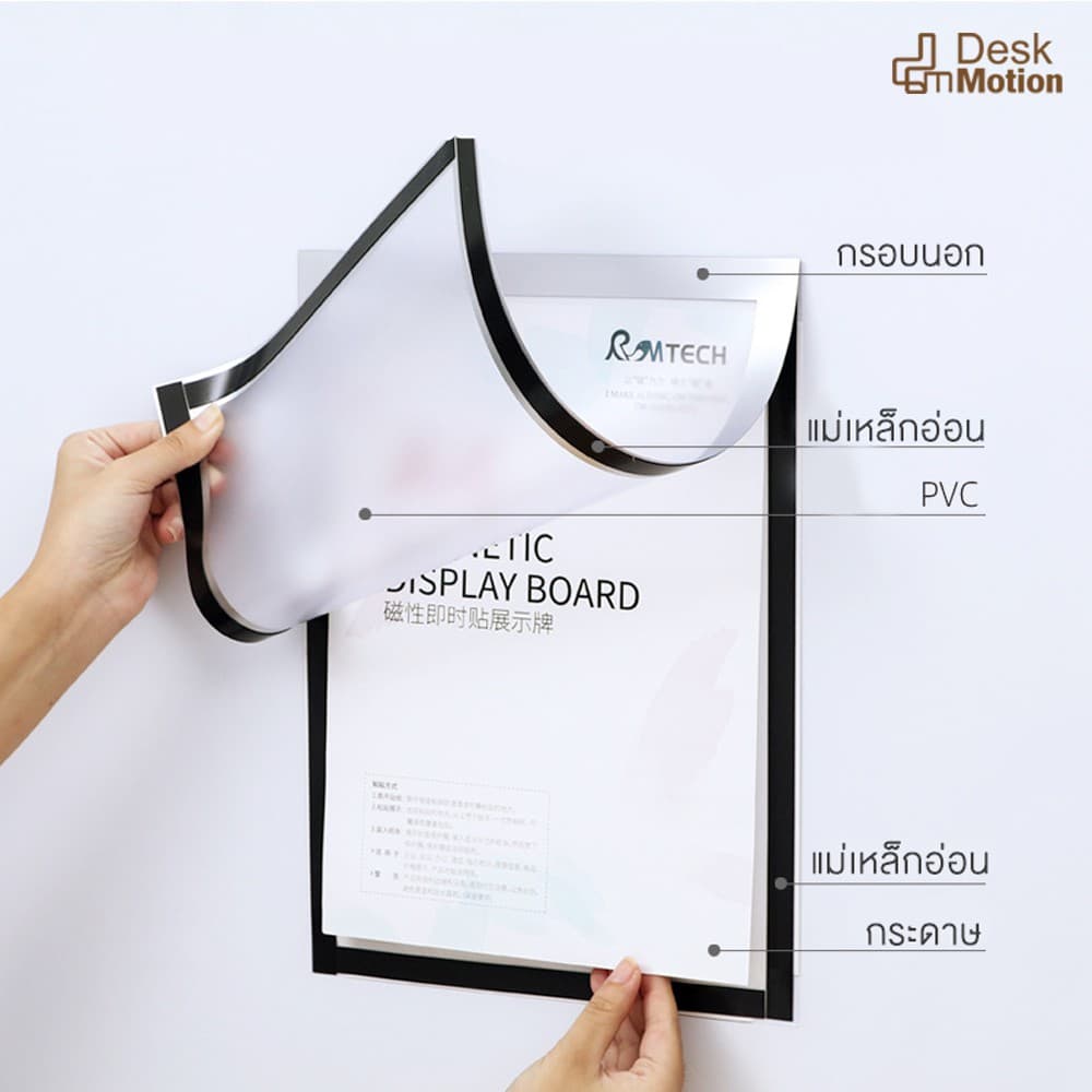 Magnetic Display Board กรอบโชว์ป้ายประกาศติดผนัง ขนาด A3 A4 ขอบแม่เหล็ก กรอบ กรอบติดผนัง เอกสาร กรอบสีดำ / เงิน / ทอง รูปที่ 5