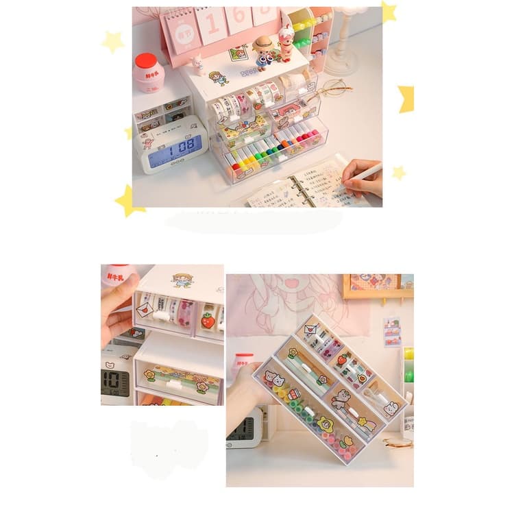 ฟรีสติ๊กเกอร์ ก่ลองลิ้นชักใส่ของ กล่องเก็บของ กล่องเก็บเครื่องสำอาง ชั้นวางของ เรียงซ้อนกันได้ รูปที่ 5