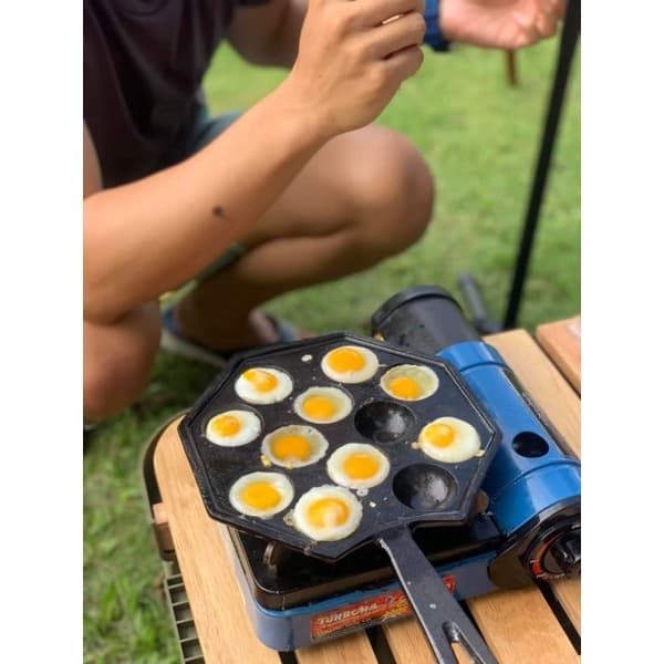 กระทะขนมครก ไข่นกกระทา รุ่นมีด้าม 14 หลุม เผาแล้ว กะทะเหล็กหล่อ ทาโกะยากิ ใช้ได้กับเตาทุกแบบ รูปที่ 5