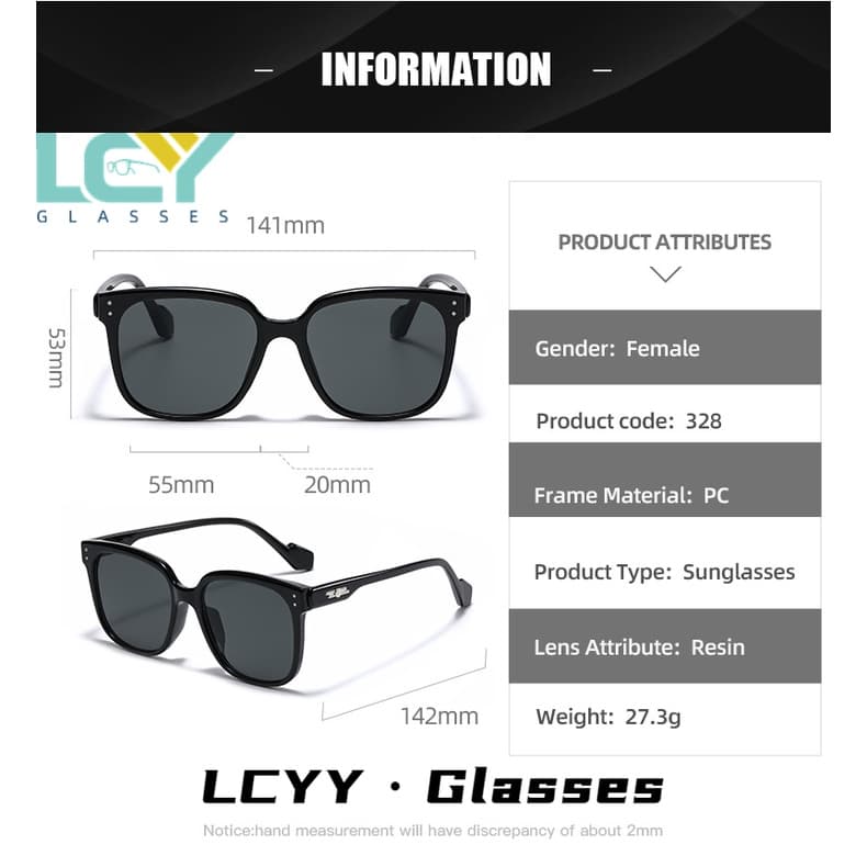 Lcyy แว่นตากันแดดสไตล์เกาหลี สีแดงสุทธิ สไตล์เดียวกัน สําหรับผู้ชายและผู้หญิง รูปที่ 6