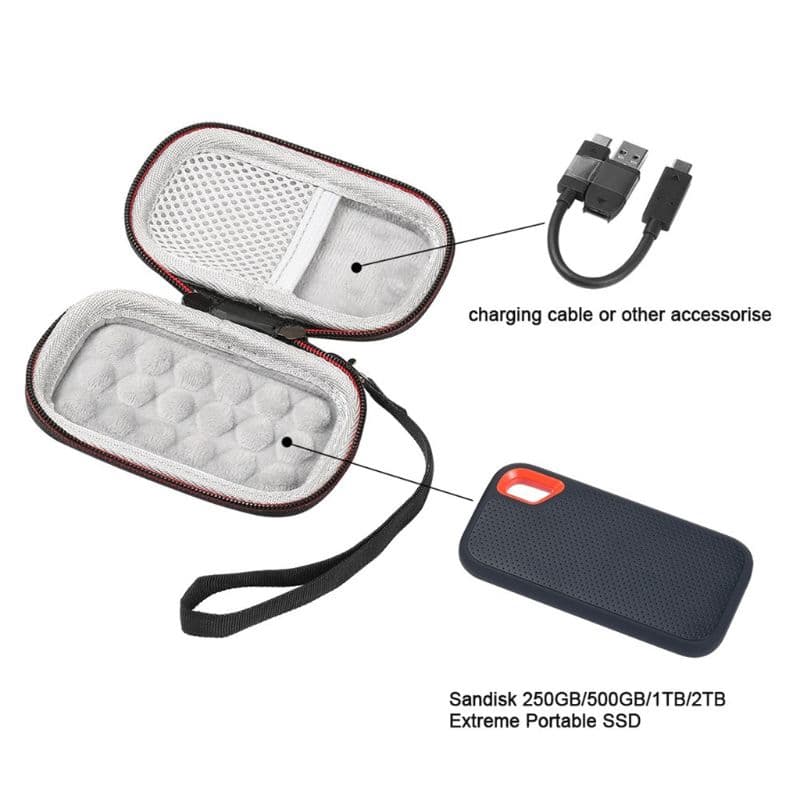 กระเป๋าเก็บของแบบแข็งสําหรับ sandisk 250 gb/500 gb/1tb/2 tb ssd sds 60 รูปที่ 4