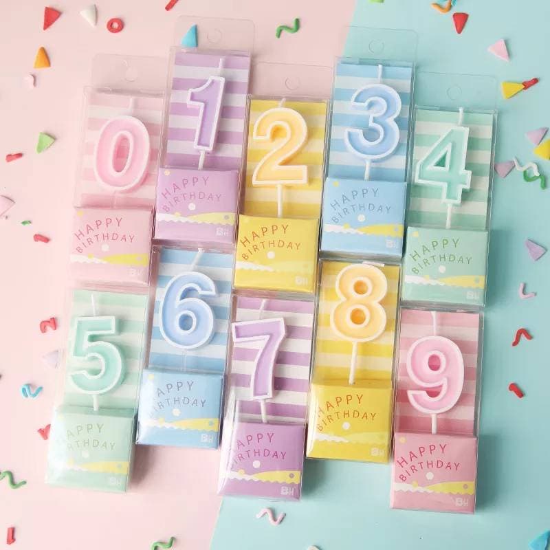 เทียนตัวเลขพาสเทล เทียนวันเกิดมินิมอล เทียนตัวเลขสีชมพูพาสเทล 0-9 รูปที่ 1