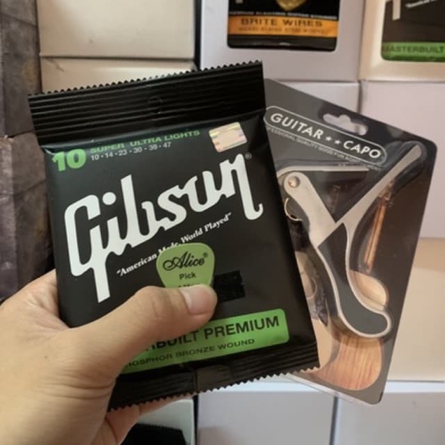 แถมฟรีคาโป้เหล็ก สายกีตาร์โปร่ง gibson สายนิ่ม เสียงดีคุณภาพเกินราคา แถมฟรีปิ๊กกีตาร์+คาโป้ สายกีตาร์เบอร์10 รูปที่ 7