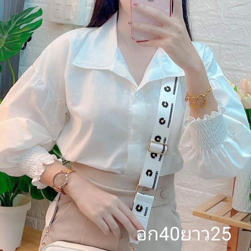 เสื้อเชิ้ตแขนพองปลายแขนจั้ม รูปที่ 1