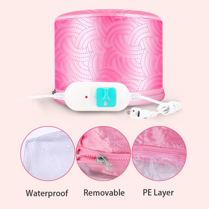 หมวกอบไอน้ำ สีชมพู ระบบไฟฟ้า ที่บ้าน ถนอมเส้นผม รุ่น THERMO CAP TV Electric Heating Hair Thermal Steamer Hair Care SPA รูปที่ 4